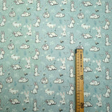 Tissu coton H 150 cm - LAPIN/BLEU CLAIR