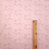 Tessuto Cotone H 150 cm - CUORI/ROSA