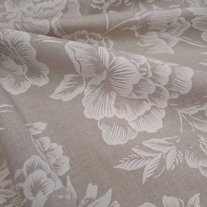 Tissu Mélange Coton Fond Rugueux H 280 cm - Pivoines