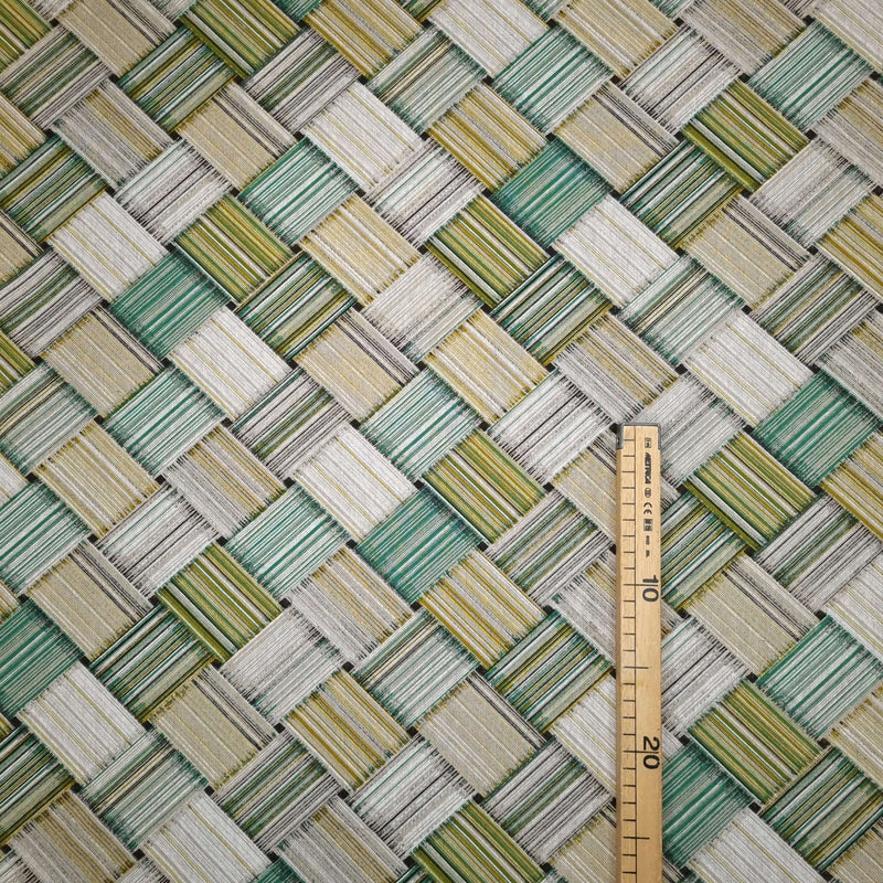 Mélange coton lin fond brut H 280 cm - VERT GÉOMÉTRIQUE