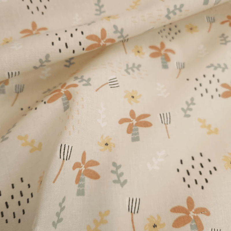 Tissu coton H 150 cm - CHOUETTES/MOUTARDE