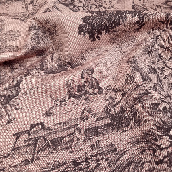 Toile de Jouy-Stoff H 280 cm – ANTHRAZIT/ALTROSA