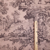 Tissu Toile de Jouy H 280 cm - ANTHRACITE/VIEUX ROSE