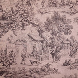 Tissu Toile de Jouy H 280 cm - ANTHRACITE/VIEUX ROSE