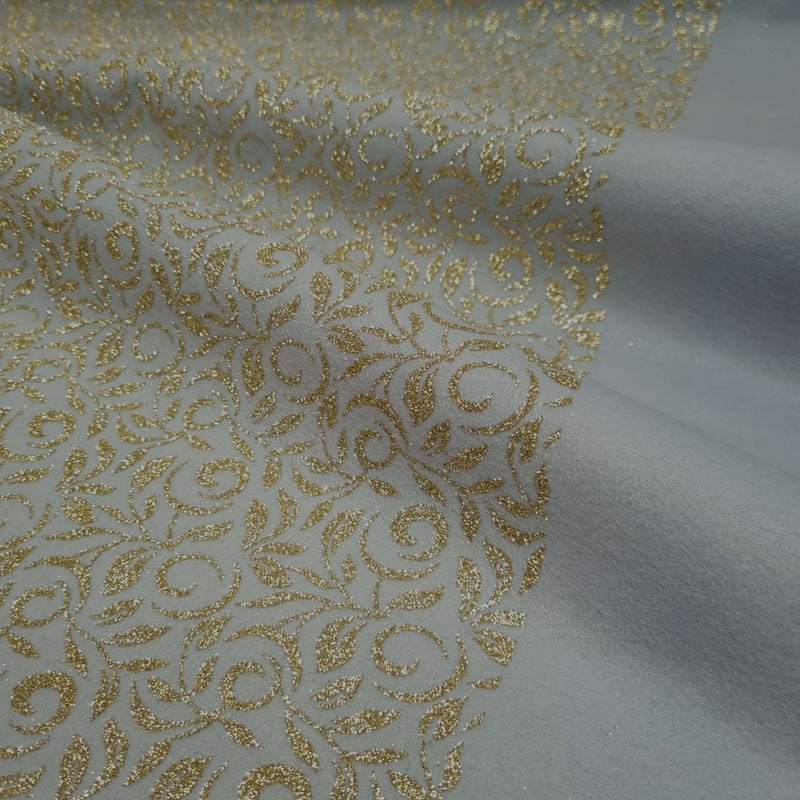 Pannolenci H 155 cm - GRIS CLAIR AVEC FEUILLES D'OR