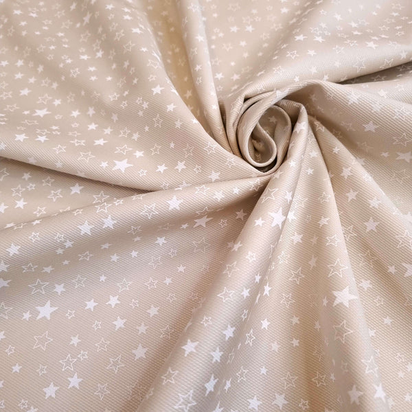 Piquet de coton H 150 cm - ÉTOILES BEIGE