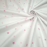 Piqué de coton avec impression numérique H 150 cm - ÉTOILES/ROSE