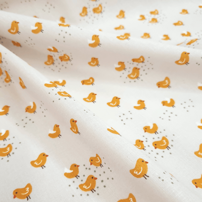 Tissu coton H 150 cm - CHOUETTES/MOUTARDE