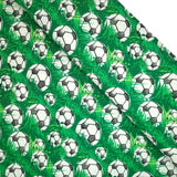 Tissu Polyester - BALLONS DE FOOT/VERT H 150 cm