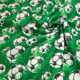 Tissu Polyester - BALLONS DE FOOT/VERT H 150 cm