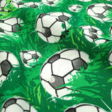 Tissu Polyester - BALLONS DE FOOT/VERT H 150 cm