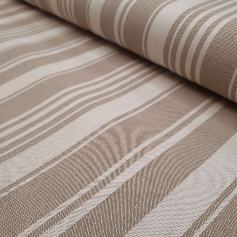 Tissu coton - RAYURES/TAUPE - coupe minimum ou multiples de 25 x 180 cm