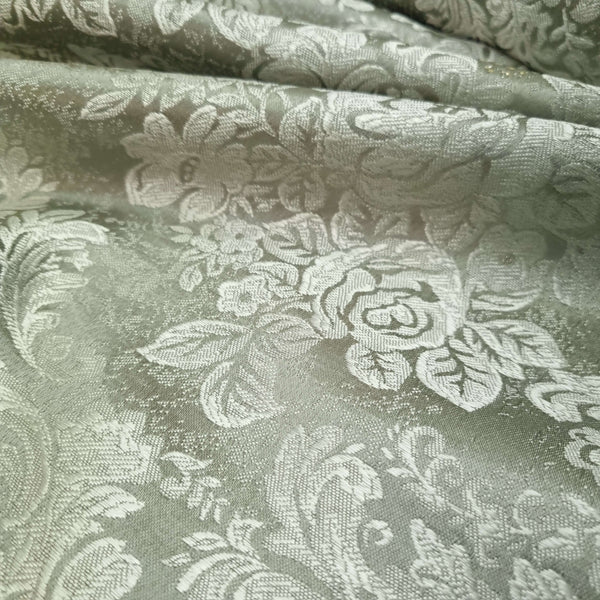 Tessuto Arredo Jacquard H 300 cm - DAMASCATO GRIGIO/SALVIA