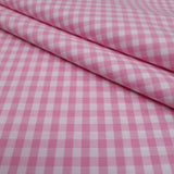 Tissu POPELINE de coton H 150 cm - CARREAUX ROSE