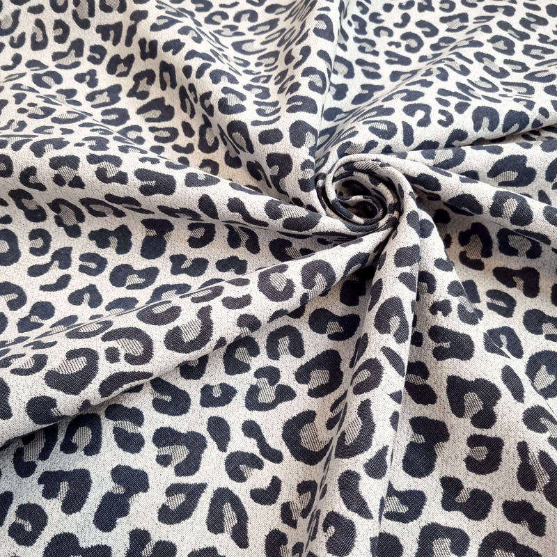 Tissu d'ameublement Jacquard H 140 cm - LEOPARD DENIM