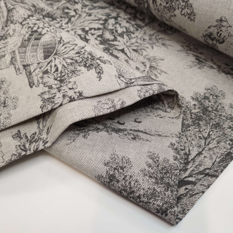 Tissu Toile de Jouy H 280 cm - ANTHRACITE/GRIS