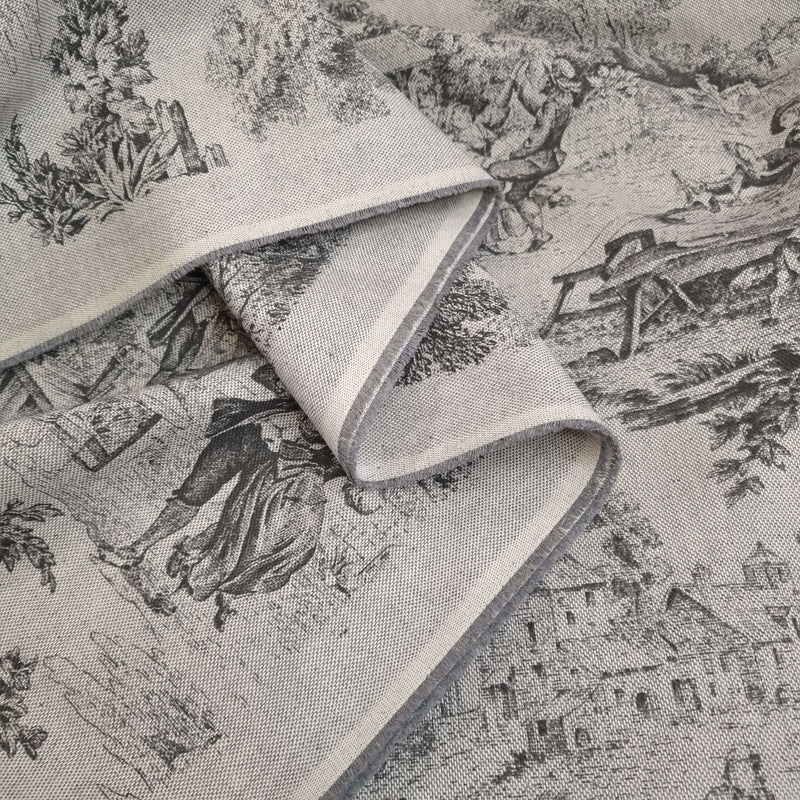 Tissu Toile de Jouy H 280 cm - ANTHRACITE/GRIS