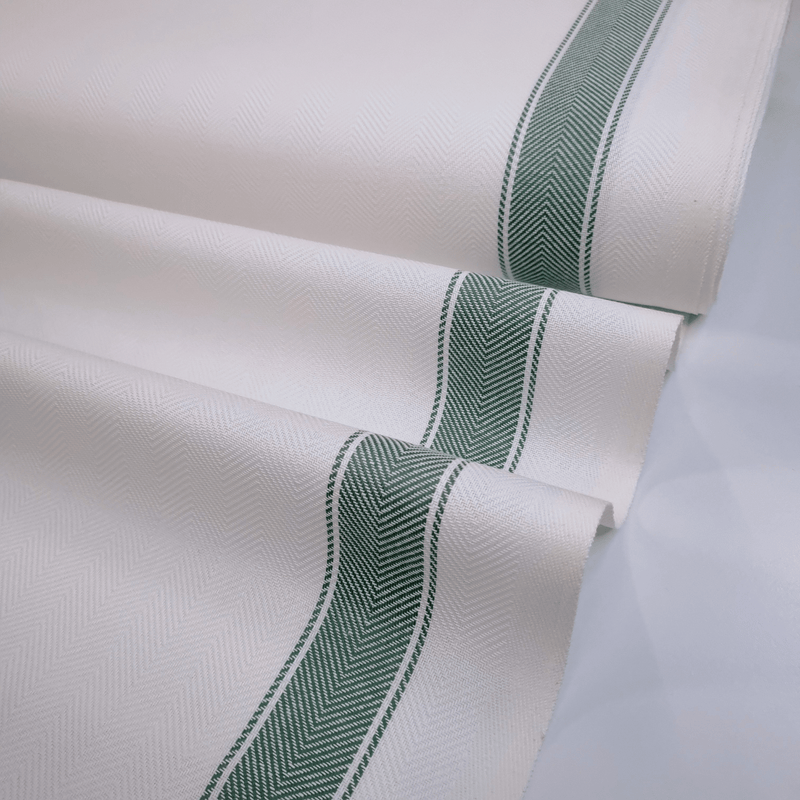 Tissu torchon chevrons H 60 cm - RAYURE VERT BLANC