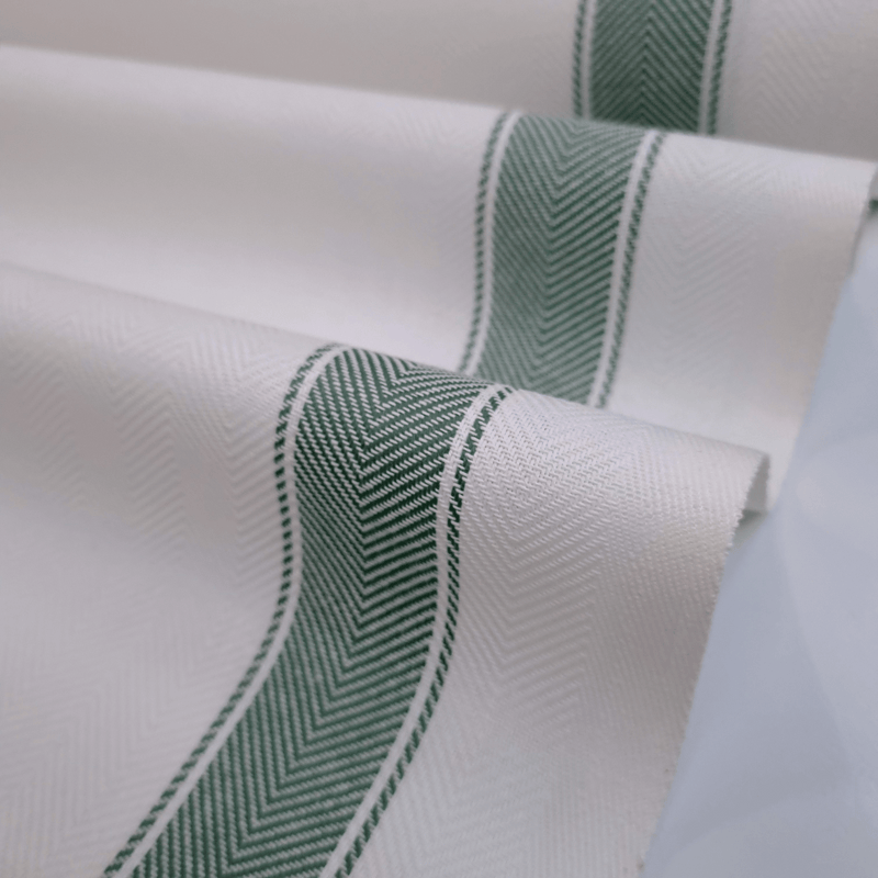 Tissu torchon chevrons H 60 cm - RAYURE VERT BLANC