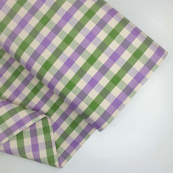 Tissu coton - CADRE LILAS/VERT PRAIRIE - coupe minimum ou multiples de 25 x 180 cm