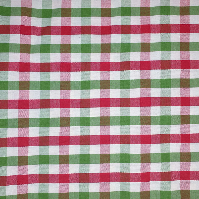 Tissu coton - CARRÉ ROUGE VIF/VERT PRAIRIE - coupe minimum ou multiples de 25 x 180 cm