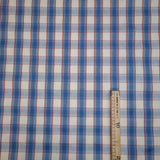 Garngefärbter Baumwollstoff H 180 cm – MEDIUM SQUARE POWDER BLUE/FLIESEN