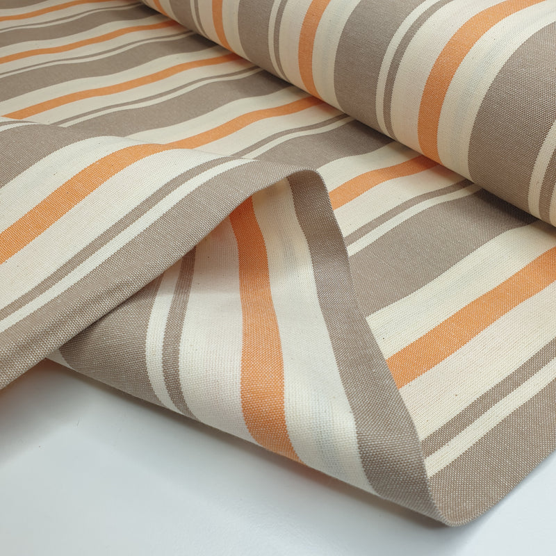 Tessuto cotone tinto in filo H 180 cm - RIGA NOCCIOLA/ARANCIO