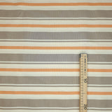 Tissu coton fil teint H 180cm - NOISETTE/RAYURE ORANGE