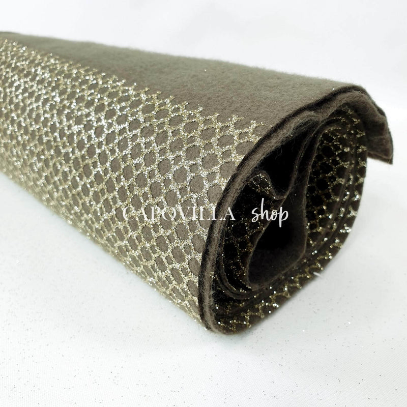 Pannolenci ARMY GREEN HONEYCOMB GOLD - coupe minimum ou multiples de 25 x 160 cm