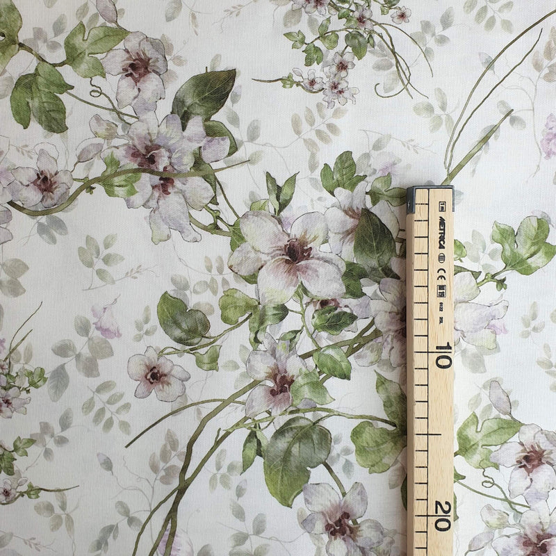 Fonds Digital Panama Coton H 280 cm - FLEURS VERTES