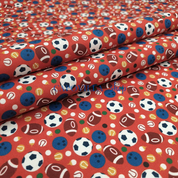 Tissu coton - BOULES ROUGES - coupe minimum ou multiples de 25 x 150 cm