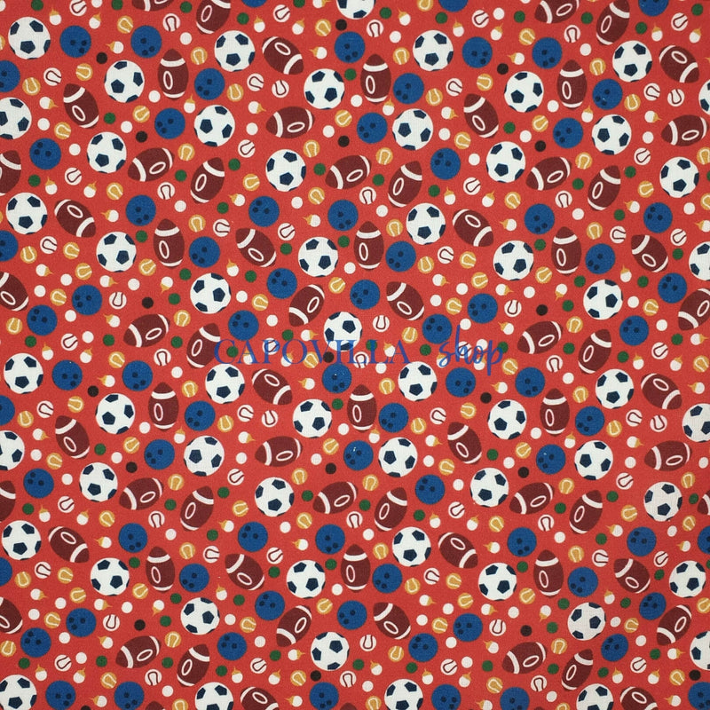 Tissu coton - BOULES ROUGES - coupe minimum ou multiples de 25 x 150 cm