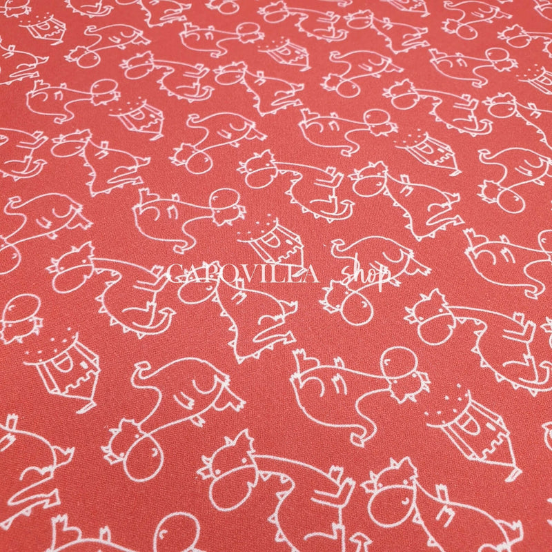 Tissu coton - DRAGONS FOND ROUGE - coupe minimum ou multiples de 25 x 150 cm