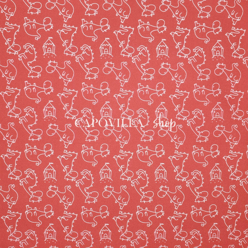 Tissu coton - DRAGONS FOND ROUGE - coupe minimum ou multiples de 25 x 150 cm