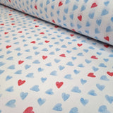 Tissu coton - COEURS BLEU H 150 cm