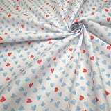 Tissu coton - COEURS BLEU H 150 cm