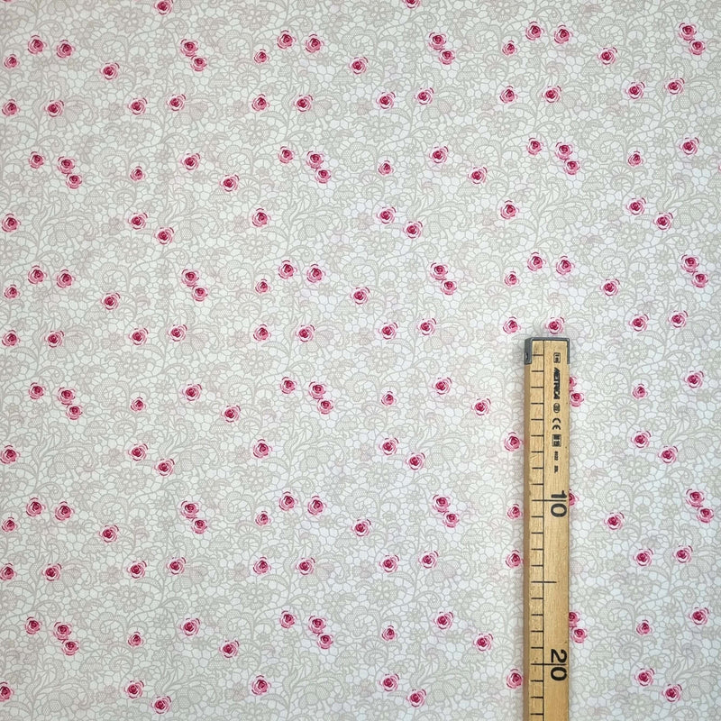 Satin de coton DENTELLES ET ROSES - H 150 cm