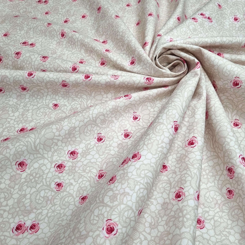 SPITZE UND ROSEN Baumwollsatin – H 150 cm