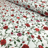 Rasatello di cotone H 150 cm - ROSELLINE ROSSE