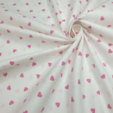 Tissu coton - COEURS ROSE BLANCS - coupe minimum ou multiples de 25 x 140 cm