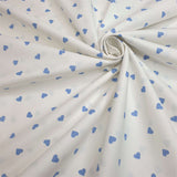 Tissu coton - COEURS BLEU BLANC - coupe minimum ou multiples de 25 x 140 cm