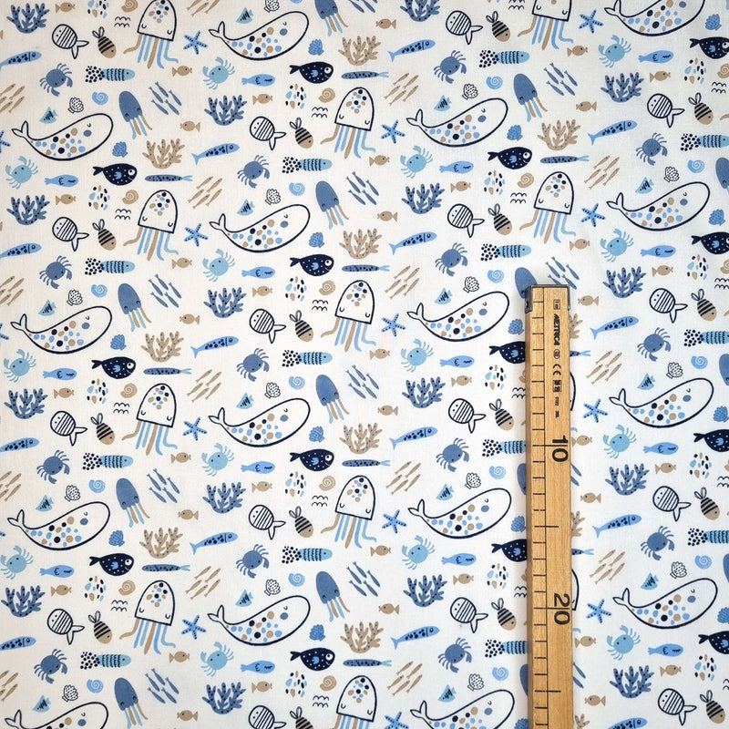 Tissu coton - POISSON H 140 cm