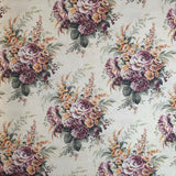 Cotone Fondo Panama Digital H 280 cm - FIORI BORDEAUX E GIALLI