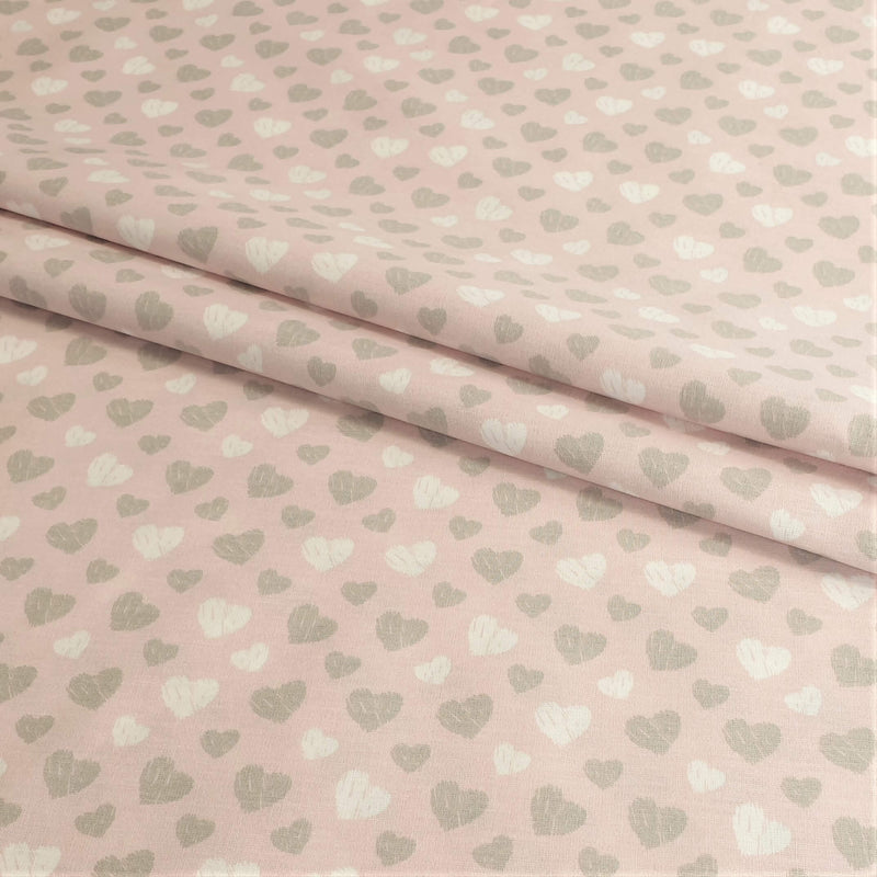 Coton Enfant - COEURS ROSE - coupe minimum ou multiples de 25 x 290 cm