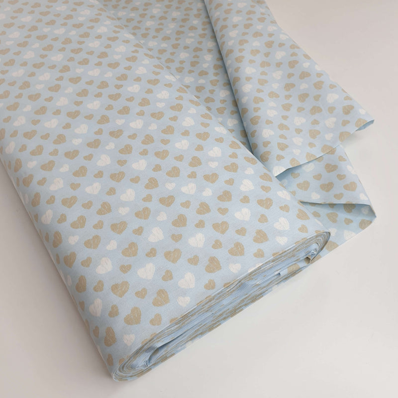 Coton Enfant - COEURS BLEU - coupe minimum ou multiples de 25 x 290 cm