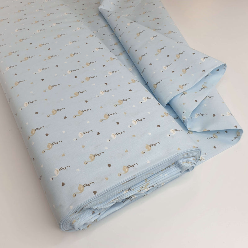 Coton Enfant - FLAMANTS FOND BLEU - coupe minimum ou multiples de 25 x 290 cm