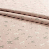 Coton Enfant - CHEVAUX À BASCULE FOND ROSE - coupe minimum ou multiples de 25 x 290 cm