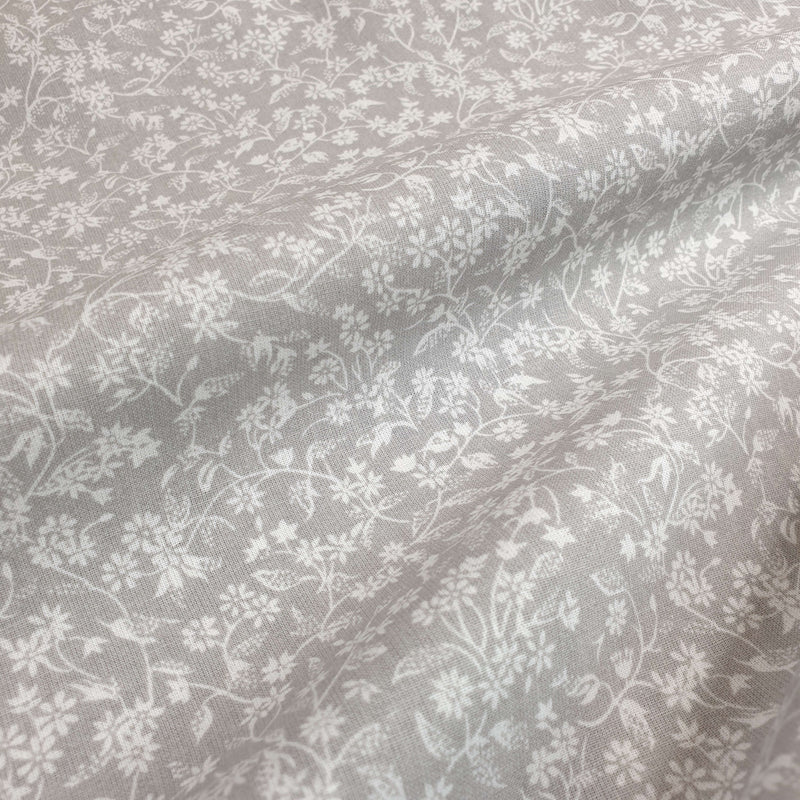 Cotone Fantasia H 290 cm - FIORI GRIGIO CHIARO