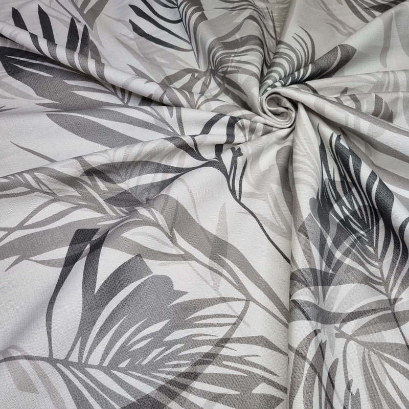 Mélange de coton avec impression numérique GREY LEAVES - H 280 cm