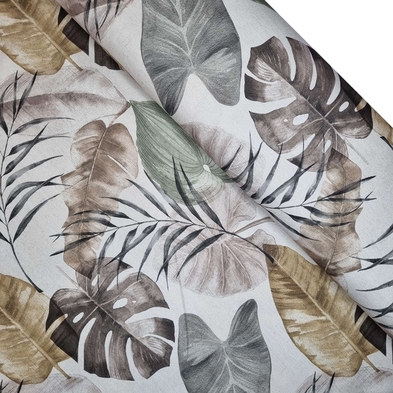 Misto cotone con stampa digitale H 280 cm - BROWN LEAVES